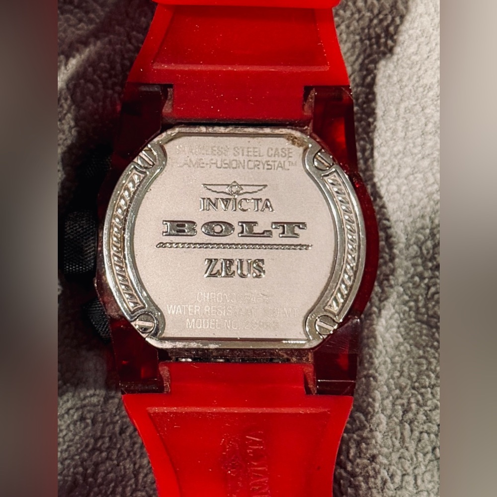 Invicta Bolt Zeus Red Chronograph Watch Silicone Strap - Picture 2 of 8